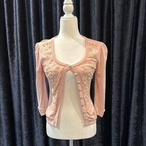 Alannah Hill Pink Embroidered Cardigan